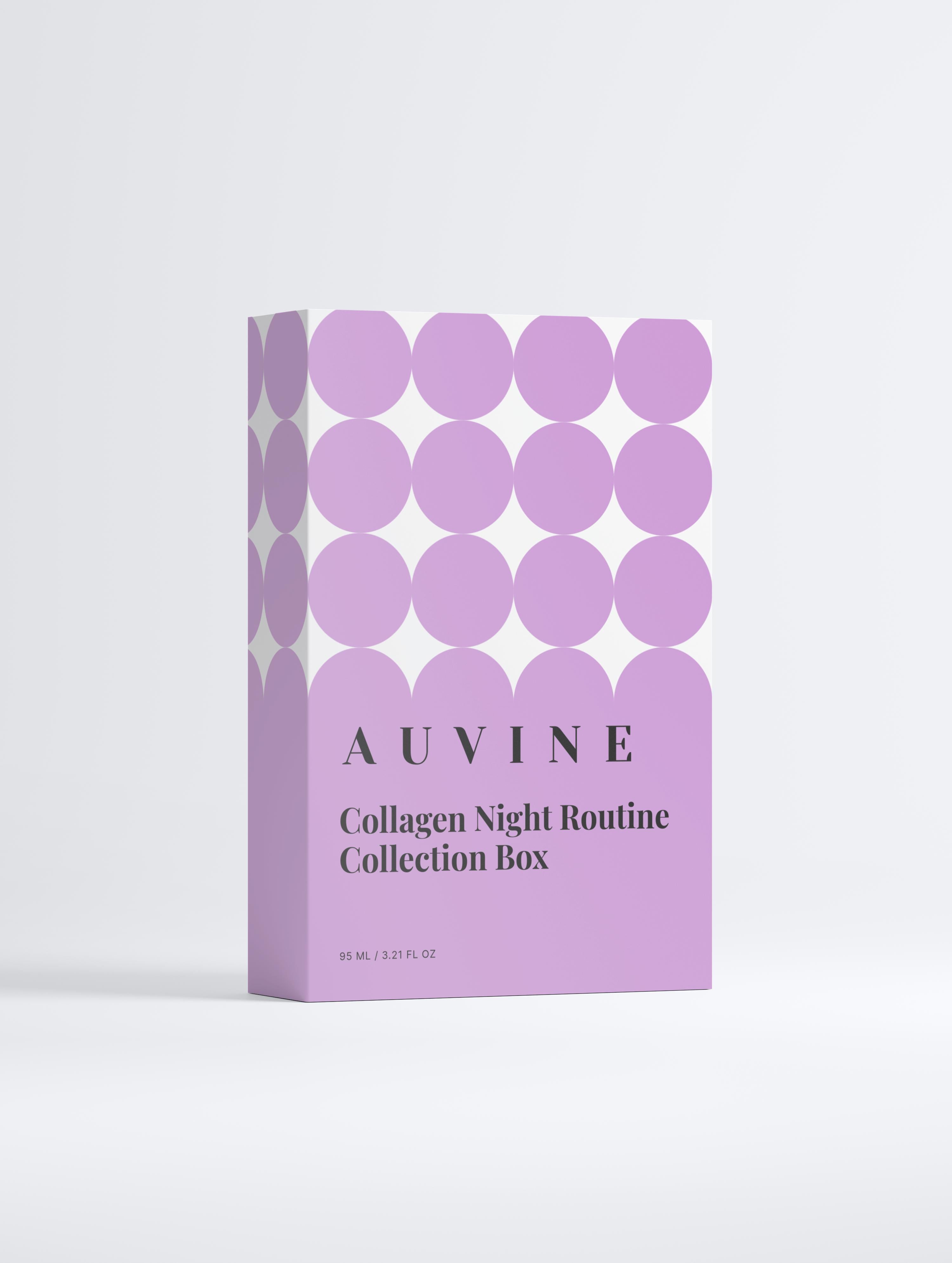 Luxe collageen nachtverzorgingsset met serum, oogcrème en nachtcrème van Auvine