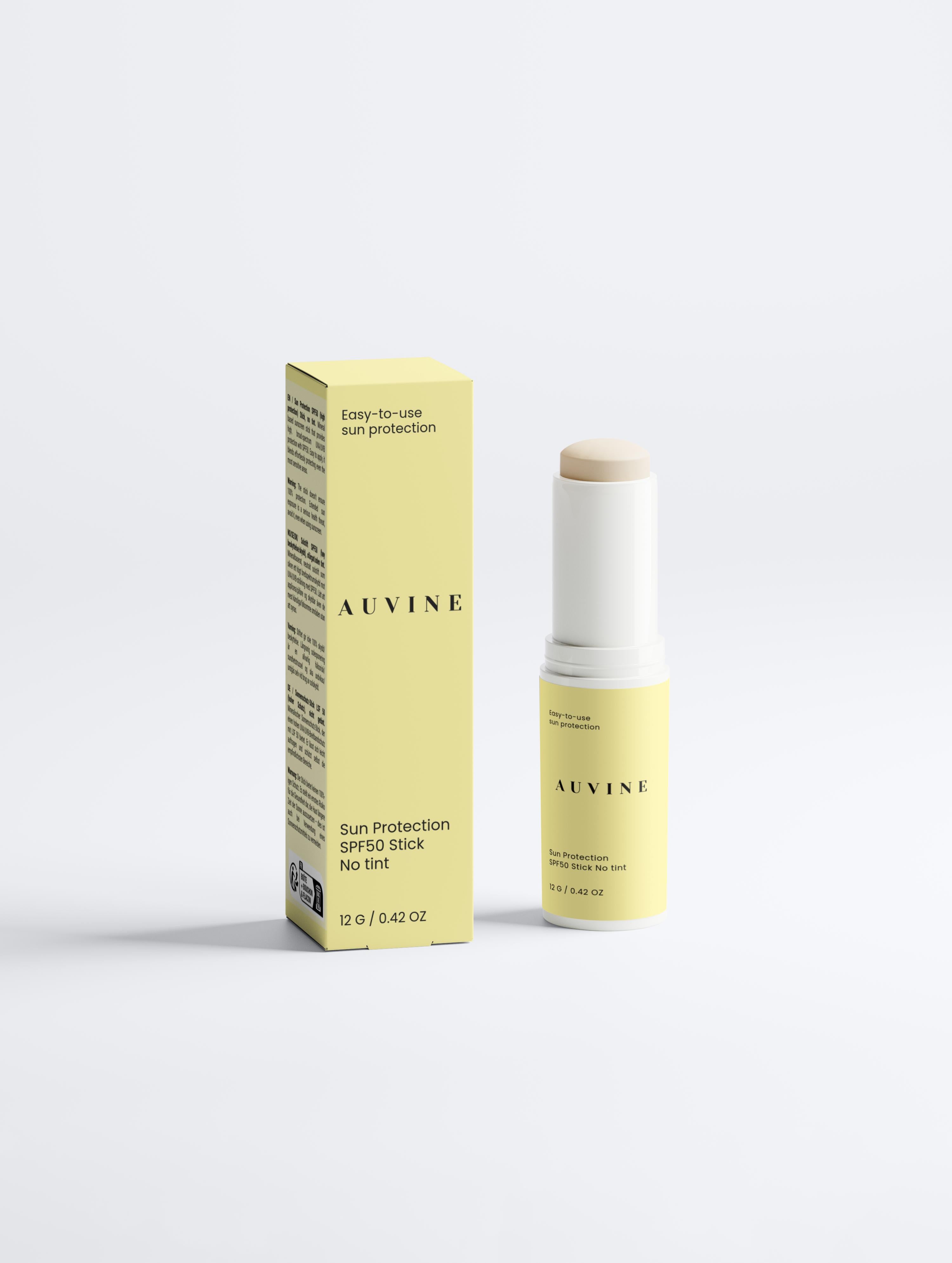 Transparante zonnebescherming in stickvorm met SPF50 – minerale zonverzorging van Auvine