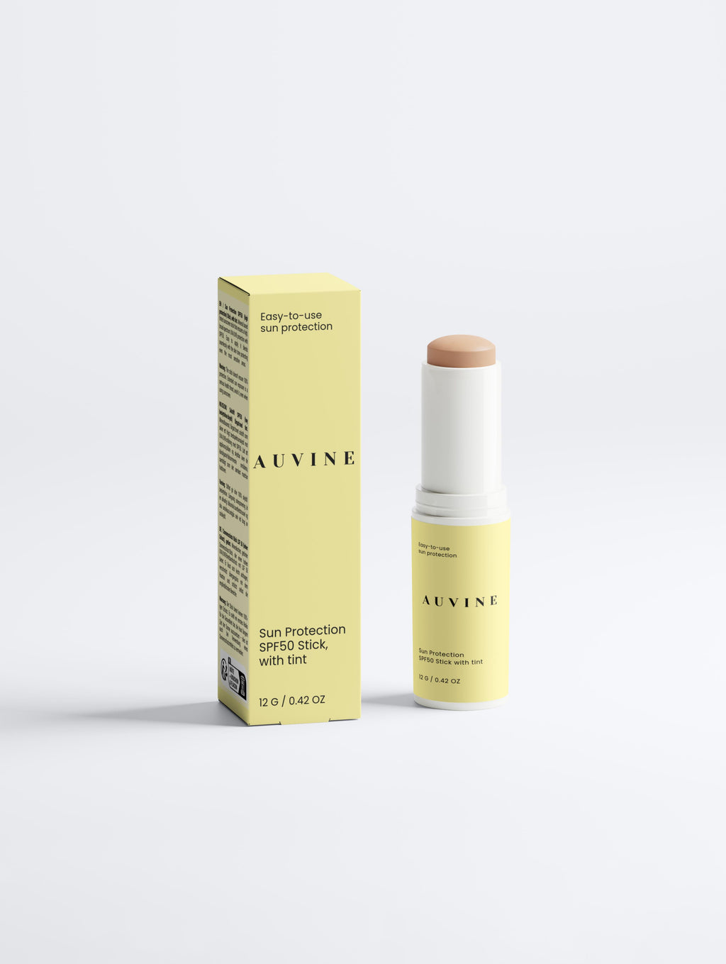 Getinte zonnebescherming in stickvorm met SPF50 – minerale zonverzorging van Auvine